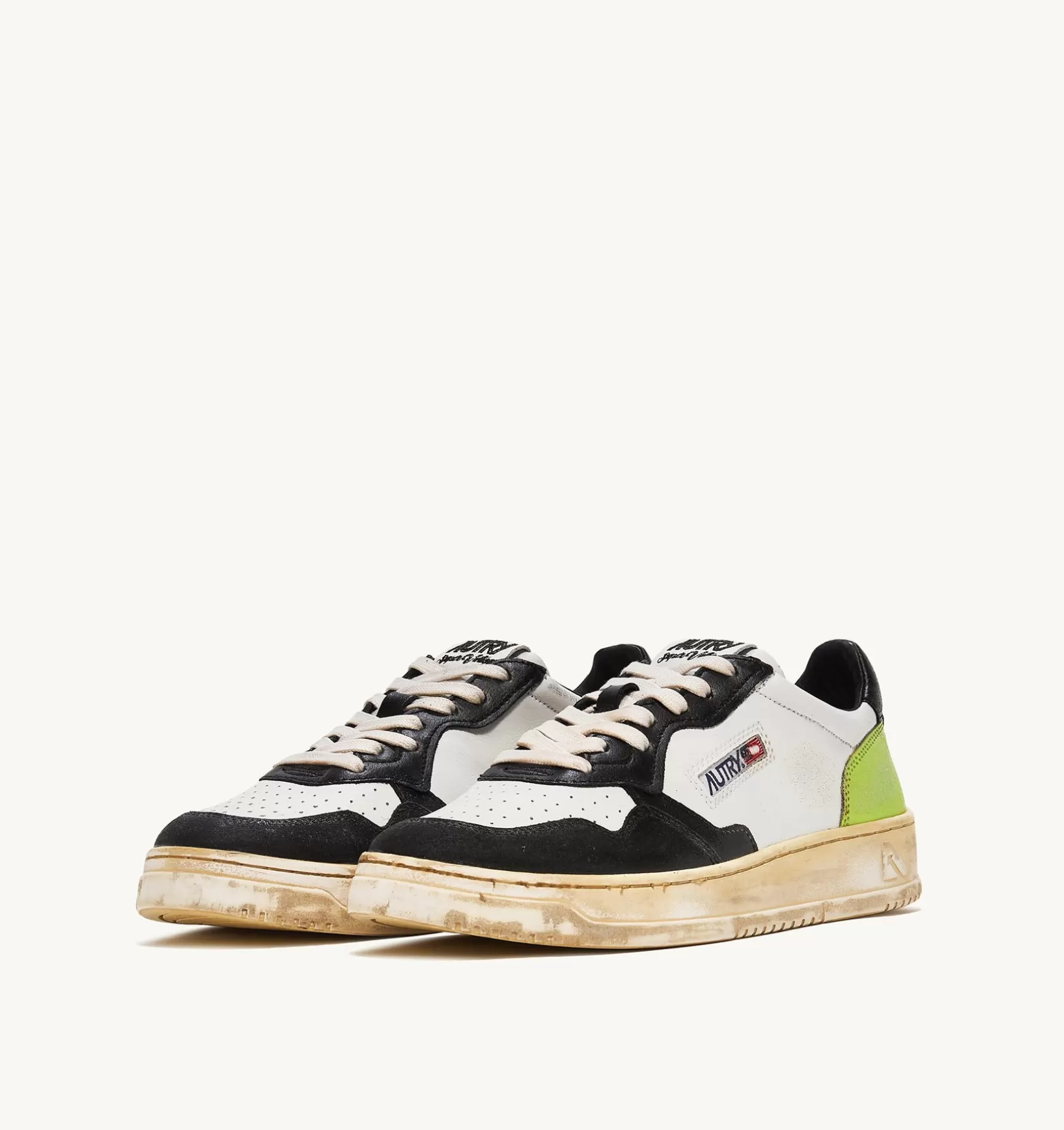 AUTRY Sneakers Medalist Low Super Vintage In Pelle Colore Bianco Nero E Verde^Uomo Super Vintage