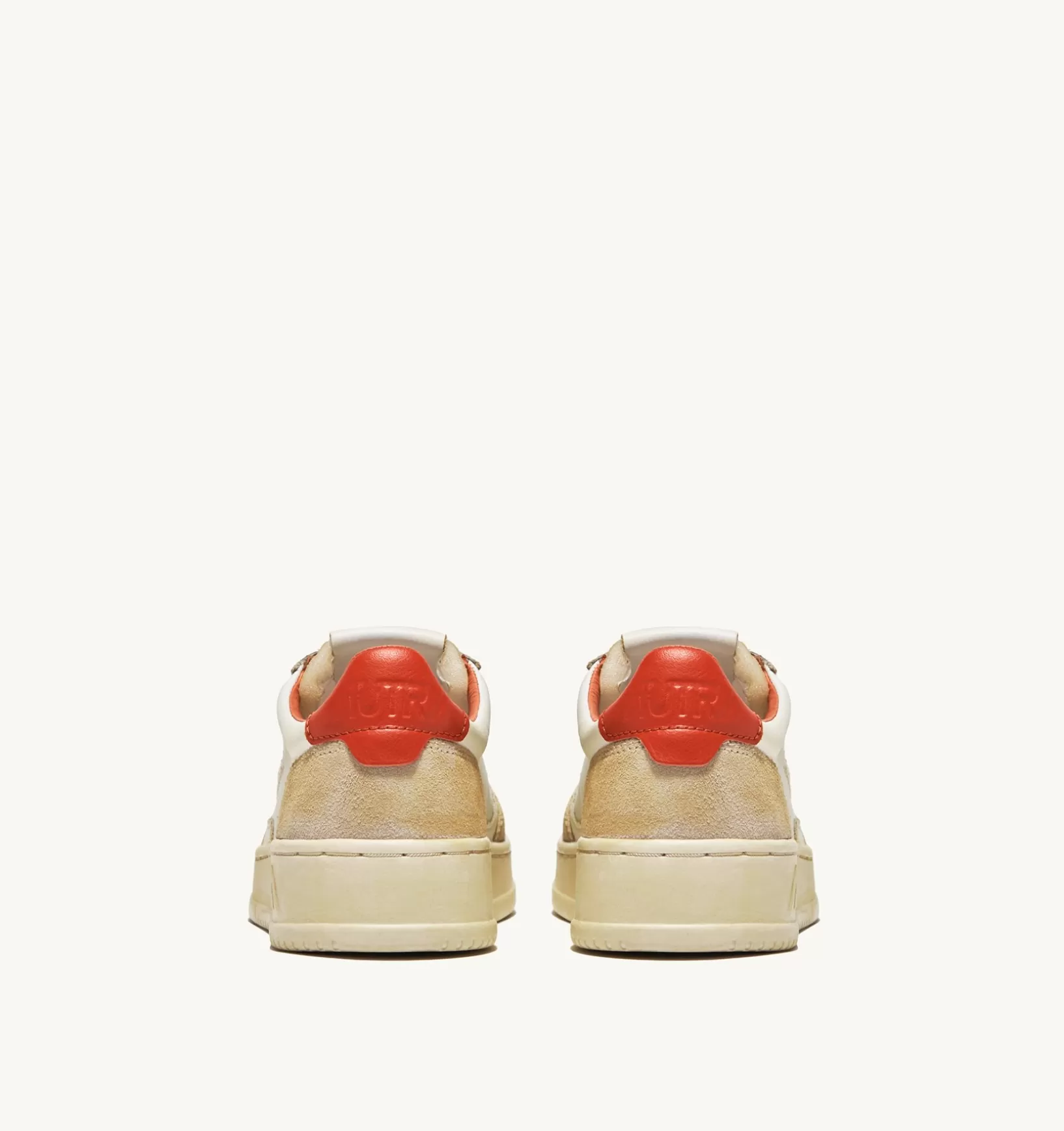 AUTRY Sneakers Medalist Low Super Vintage In Pelle Yellowing Bianco Arancio^Uomo Super Vintage