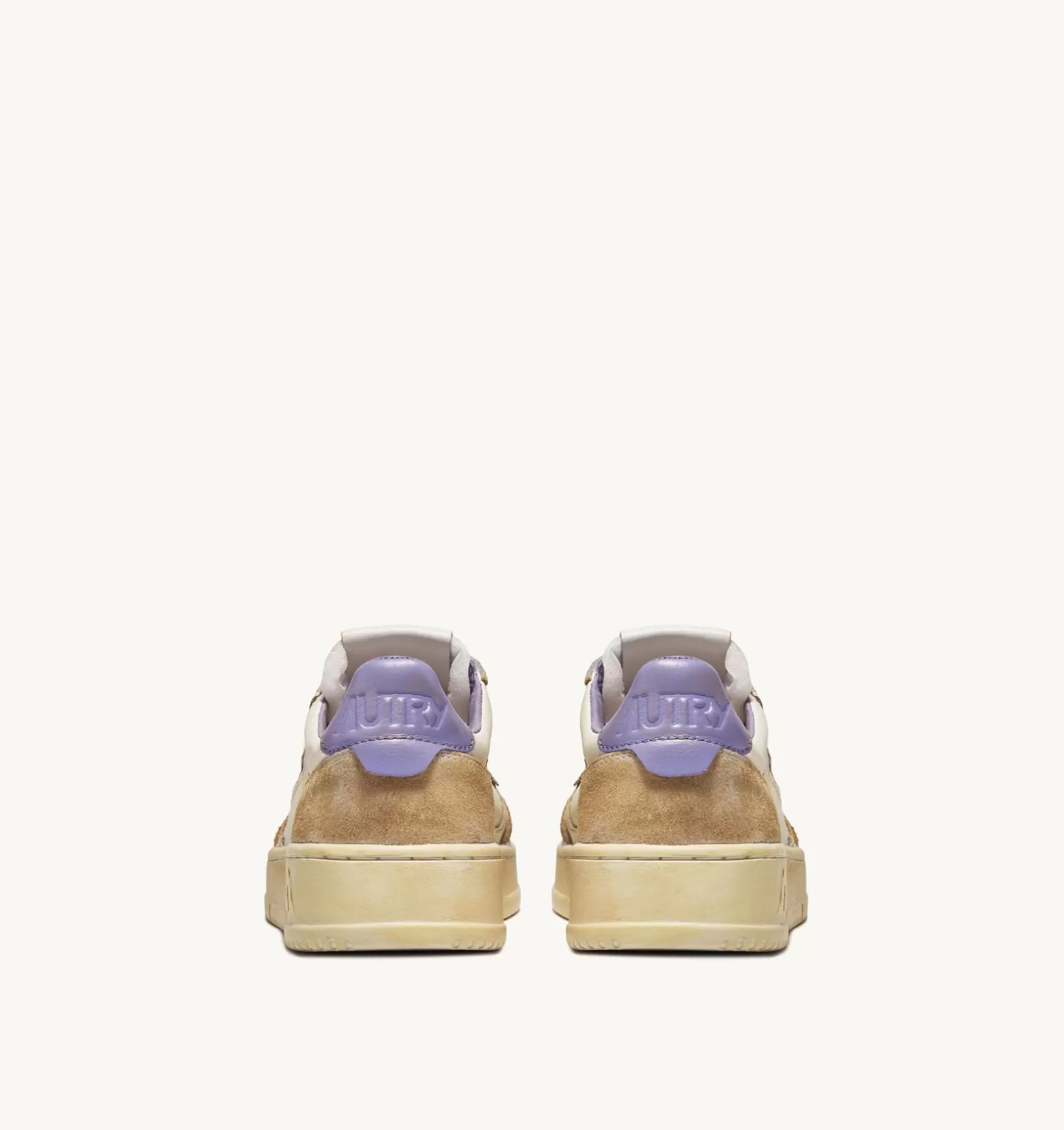AUTRY Sneakers Medalist Low Super Vintage In Pelle Yellowing Bianco Lavender^Uomo Super Vintage