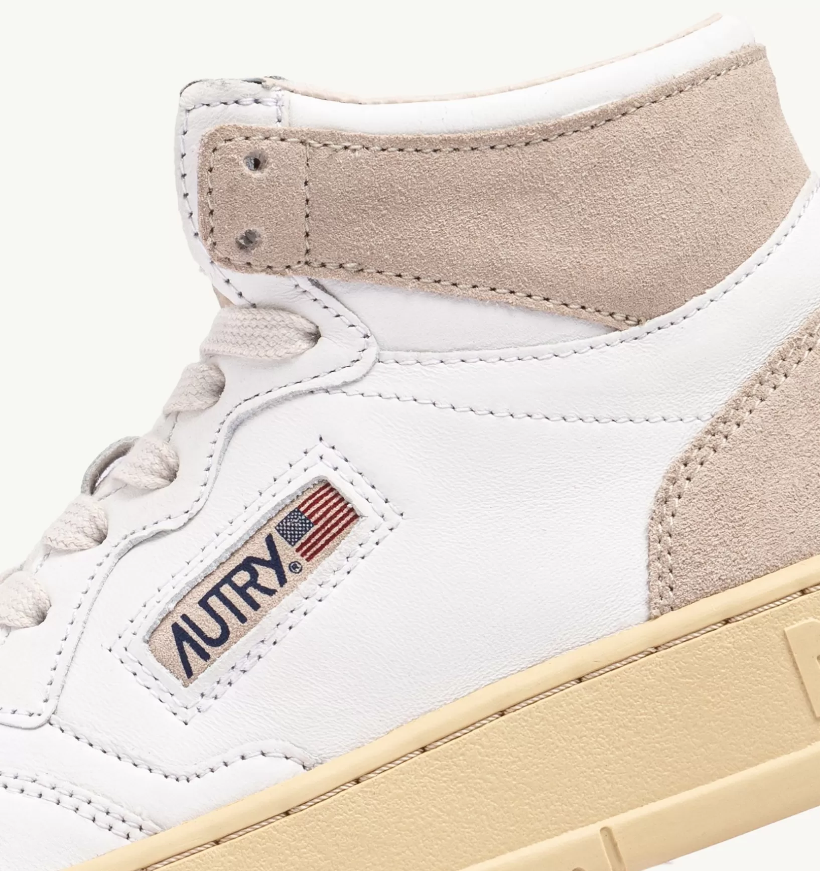 AUTRY Sneakers Medalist Mid In Pelle Bianca E Suede Beige^Donna Medalist