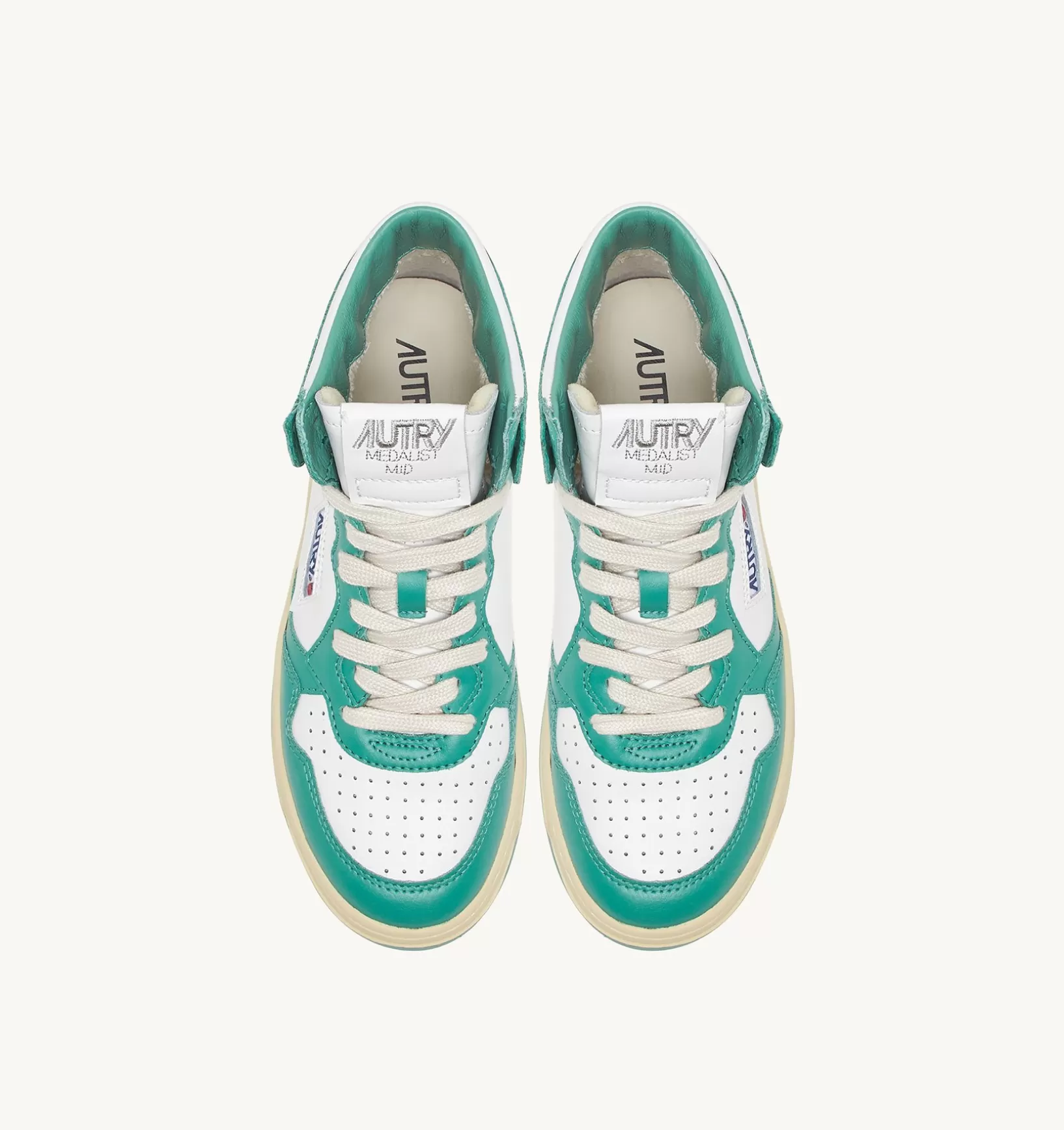 AUTRY Sneakers Medalist Mid In Pelle Bianca E Verde^Donna Medalist