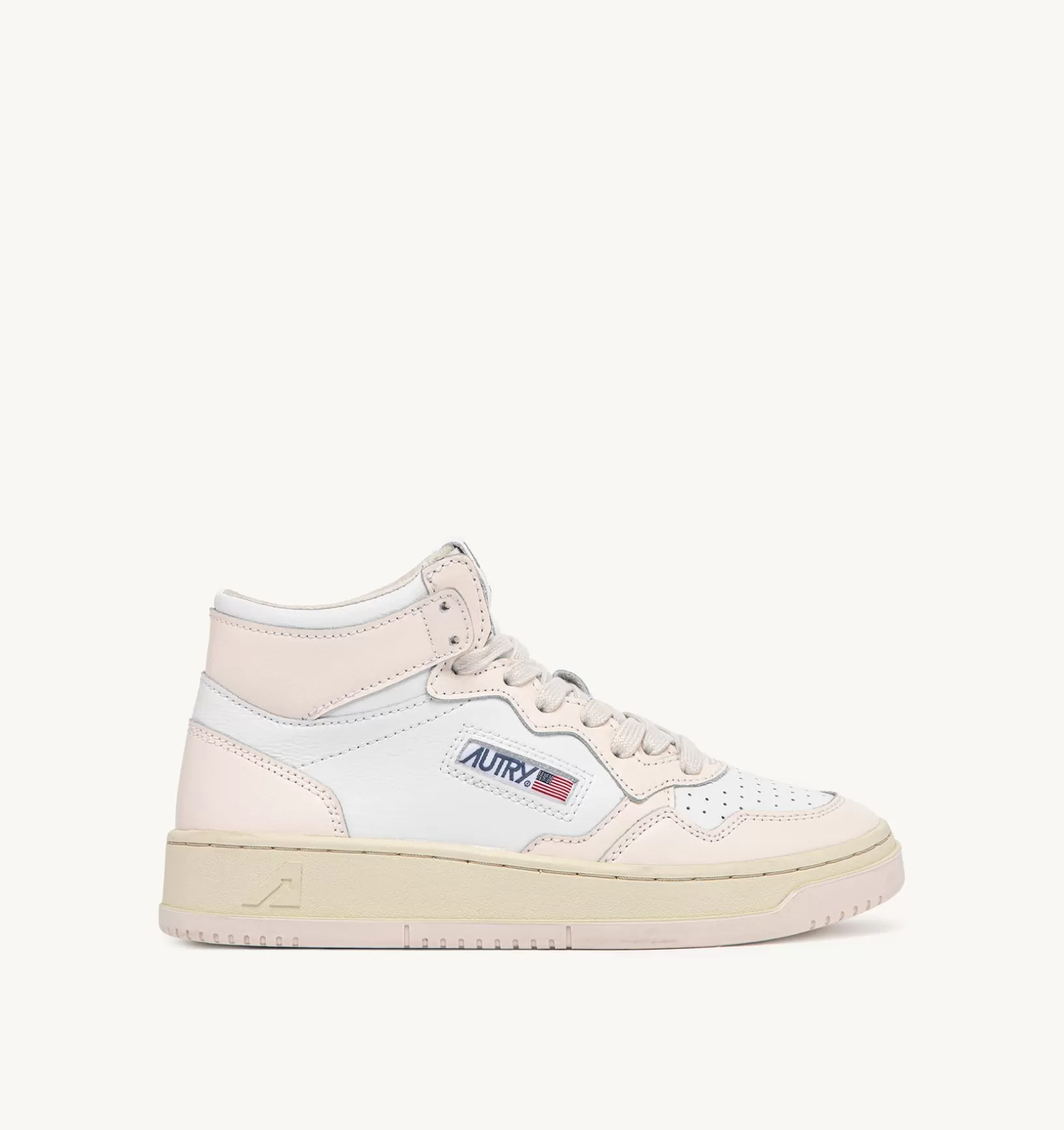 AUTRY Sneakers Medalist Mid In Pelle Bianco Rosa^Donna Medalist