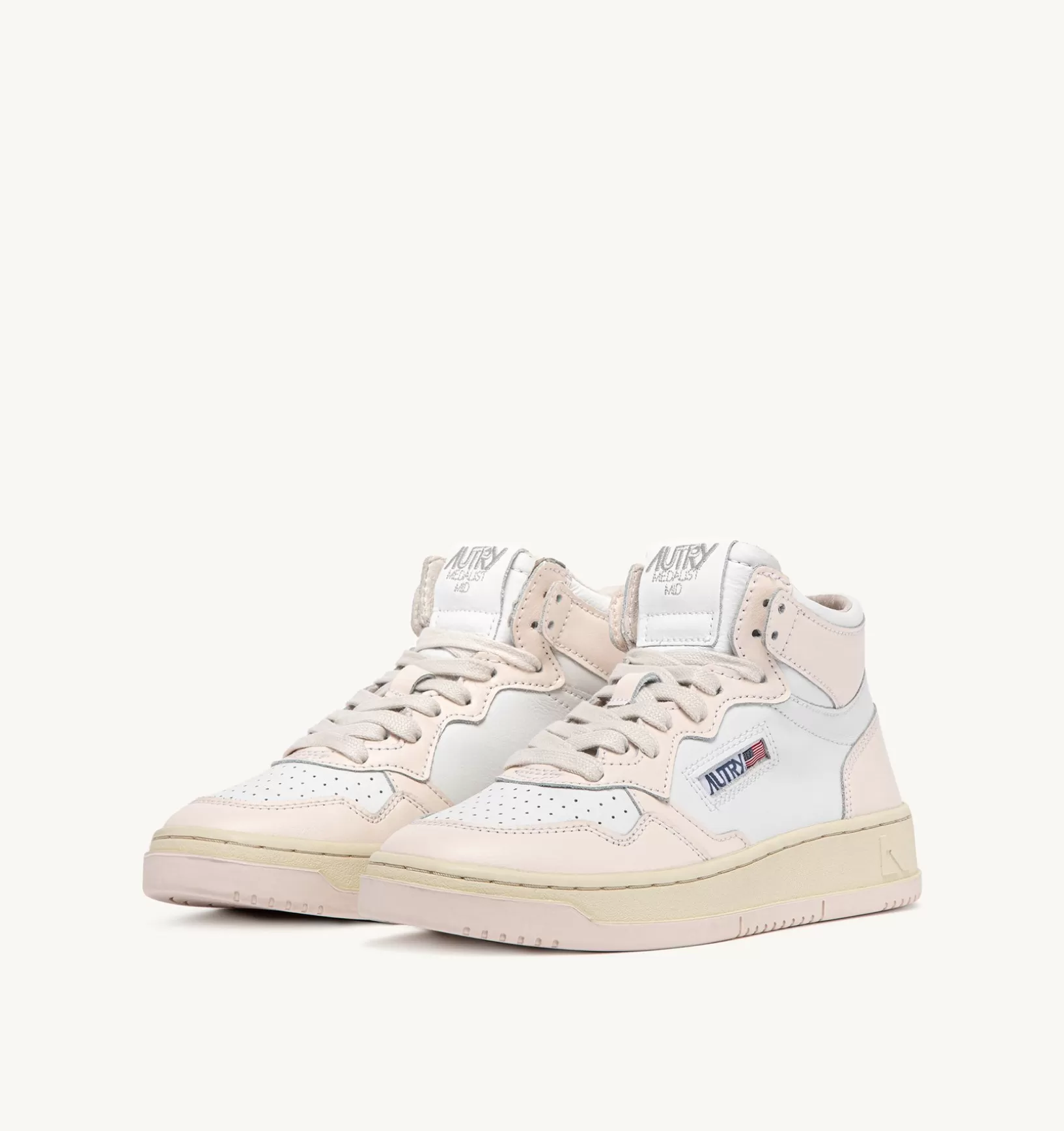 AUTRY Sneakers Medalist Mid In Pelle Bianco Rosa^Donna Medalist