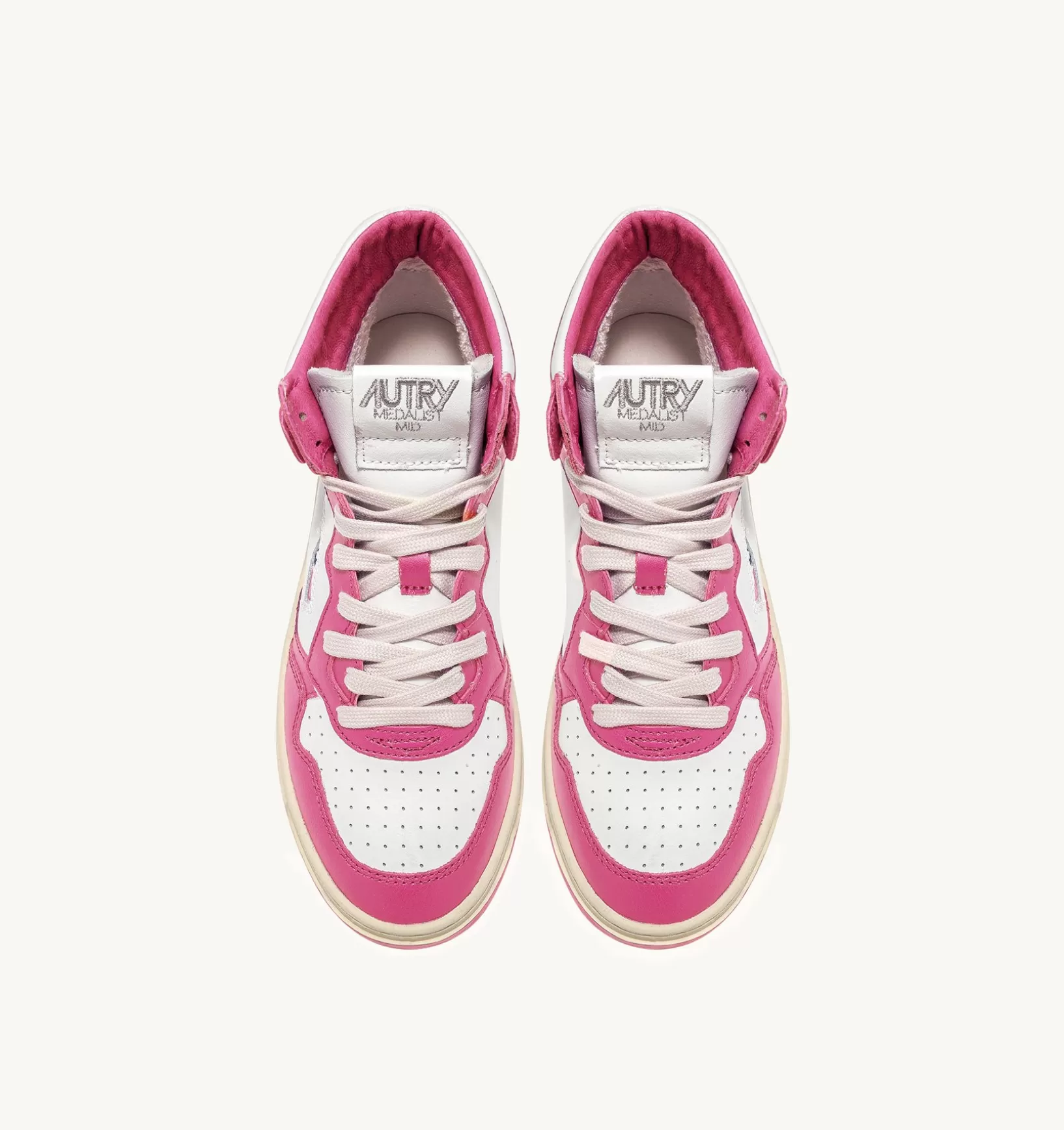 AUTRY Sneakers Medalist Mid In Pelle Bicolore Bianco E Fuxia^Donna Medalist