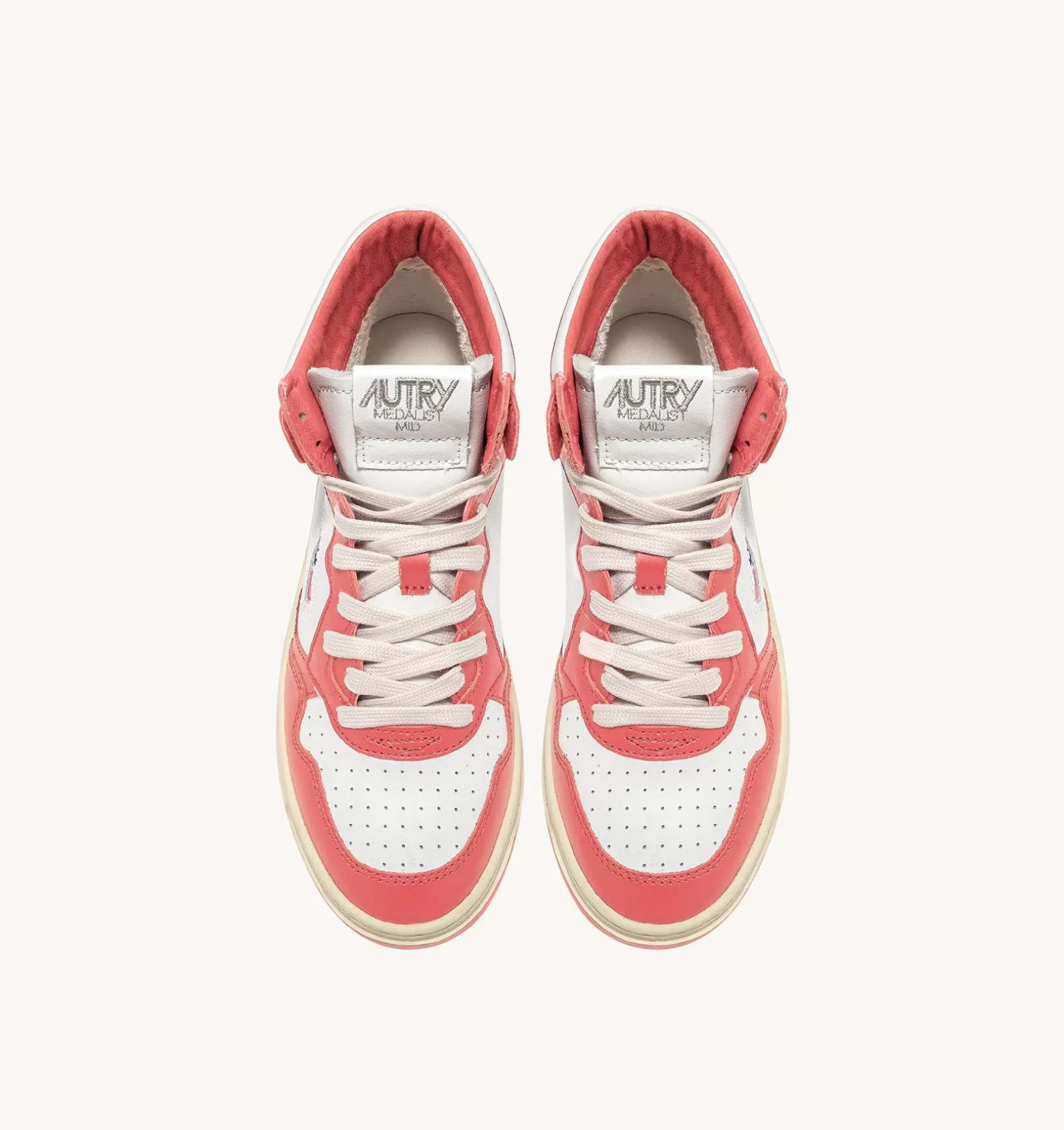 AUTRY Sneakers Medalist Mid In Pelle Bicolore Bianco E Lobster^Donna Medalist