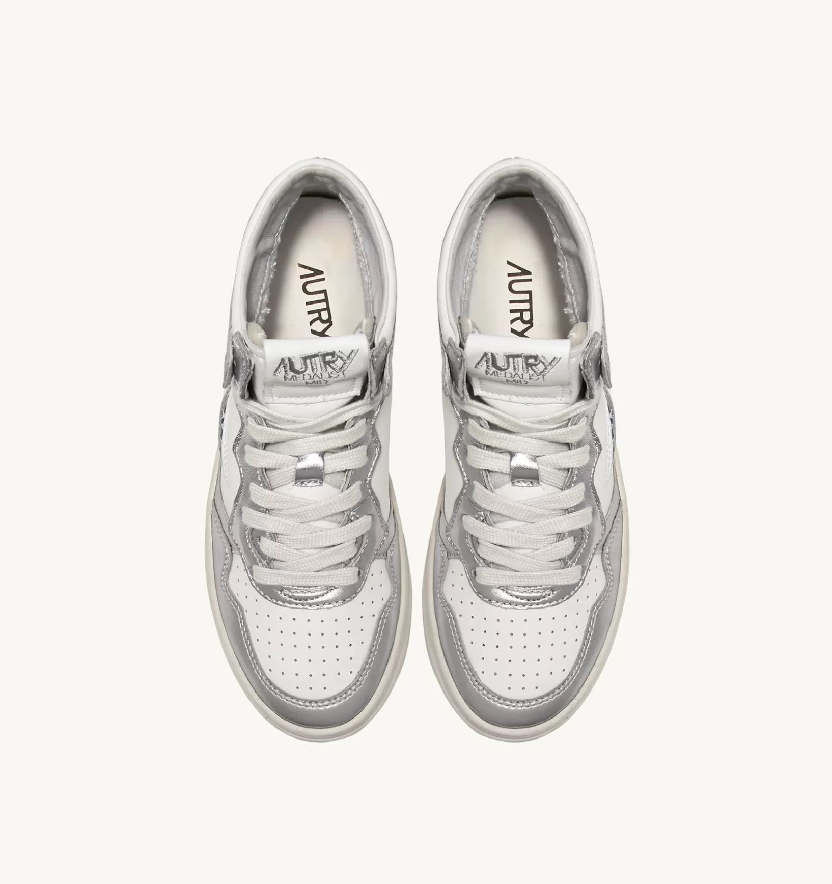 AUTRY Sneakers Medalist Mid In Pelle Bicolore Bianco E Silver^Donna Medalist