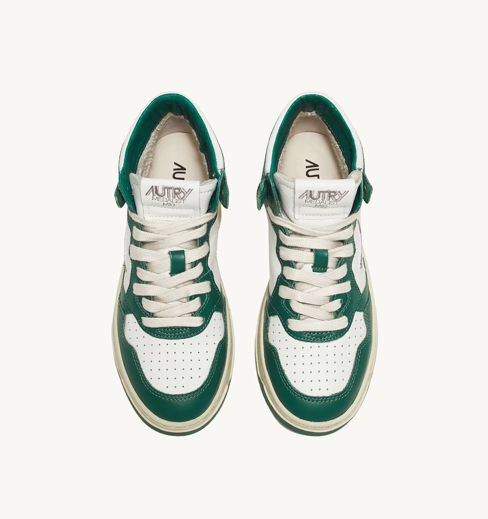 AUTRY Sneakers Medalist Mid In Pelle Bicolore Bianco E Verde^Uomo Medalist