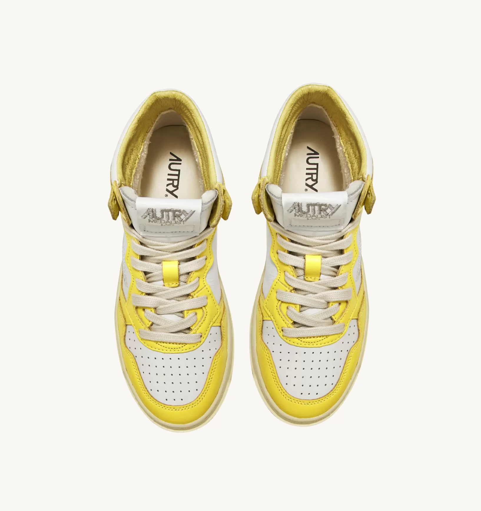 AUTRY Sneakers Medalist Mid In Pelle Bicolore Bianco E Yellow^Donna Medalist
