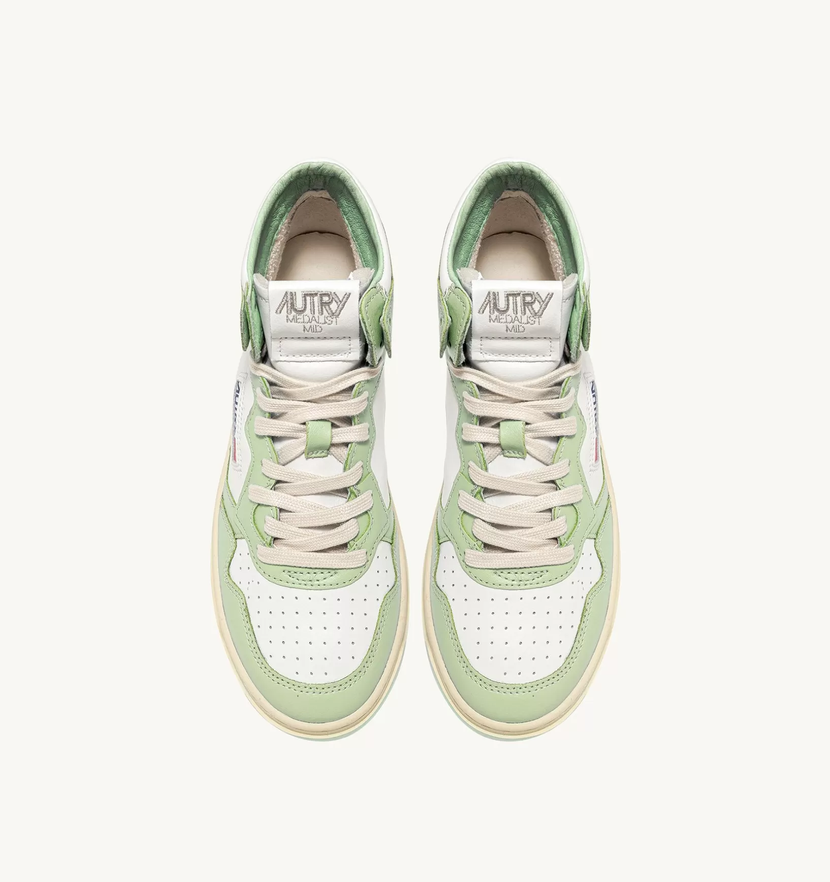 AUTRY Sneakers Medalist Mid In Pelle Bicolore Bianco Nile Green^Donna Medalist