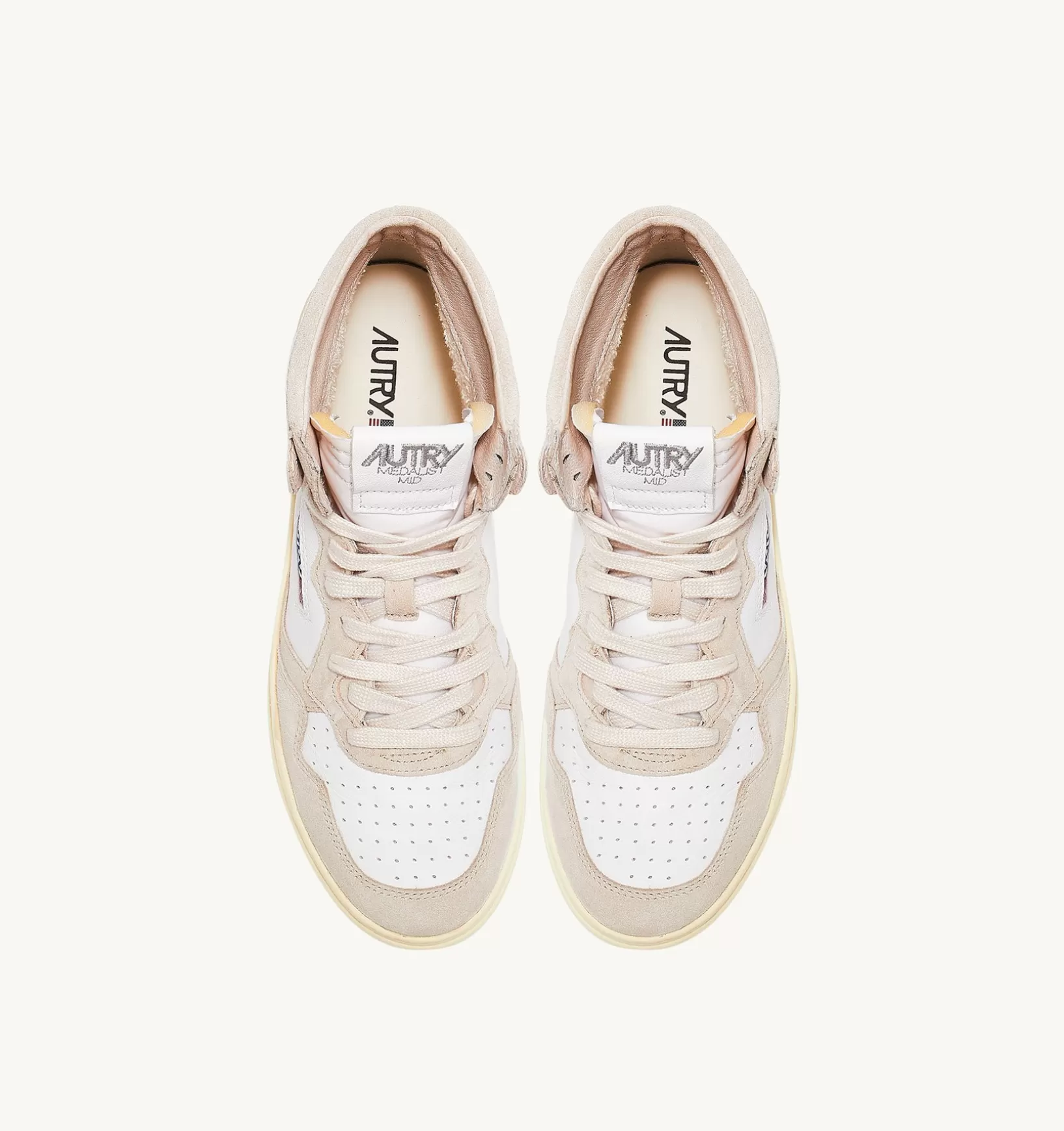 AUTRY Sneakers Medalist Mid In Pelle Di Capra E Suede Bianco^Donna Medalist