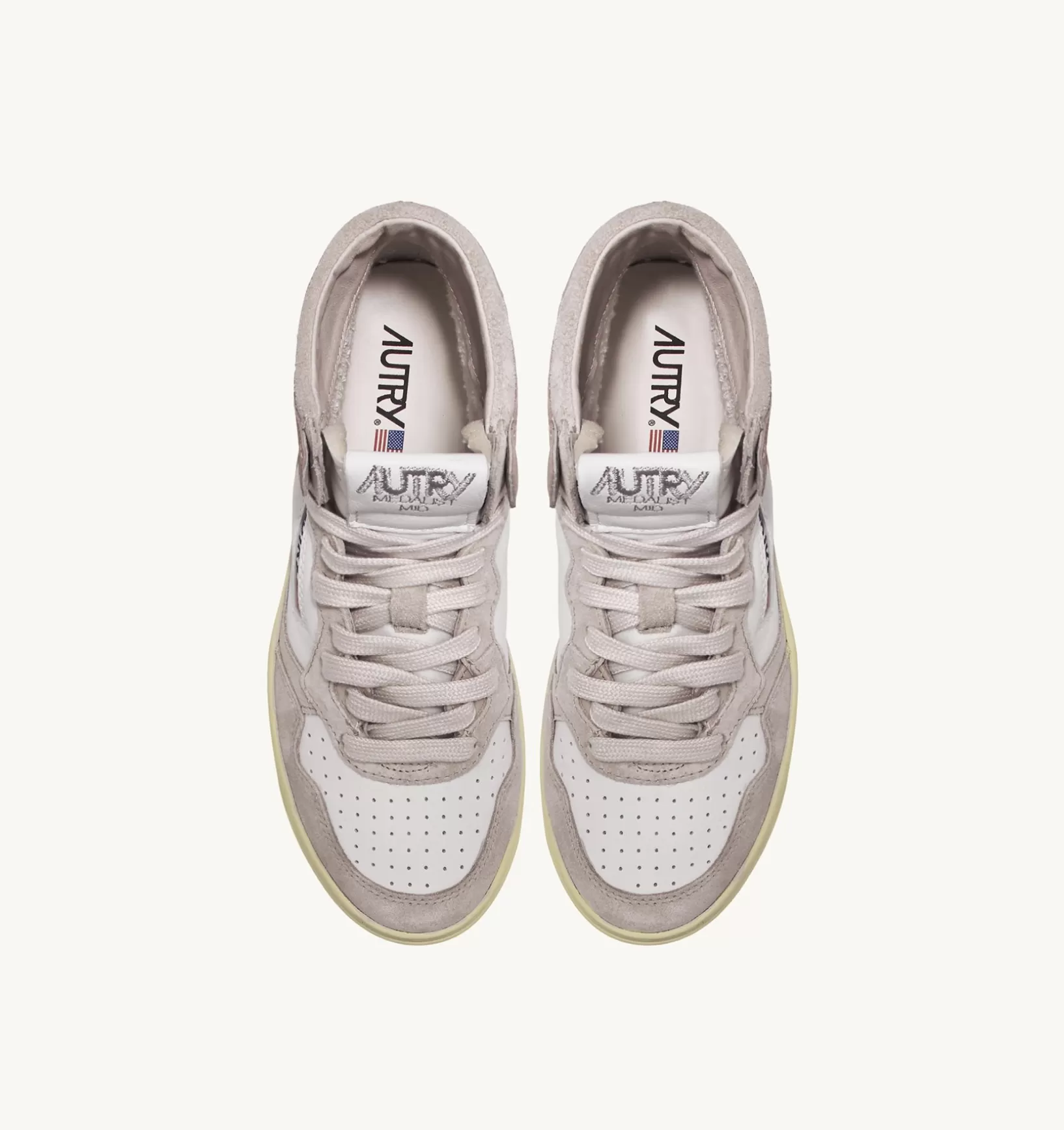 AUTRY Sneakers Medalist Mid In Pelle Di Capra E Suede Bianco Rosa^Donna Medalist