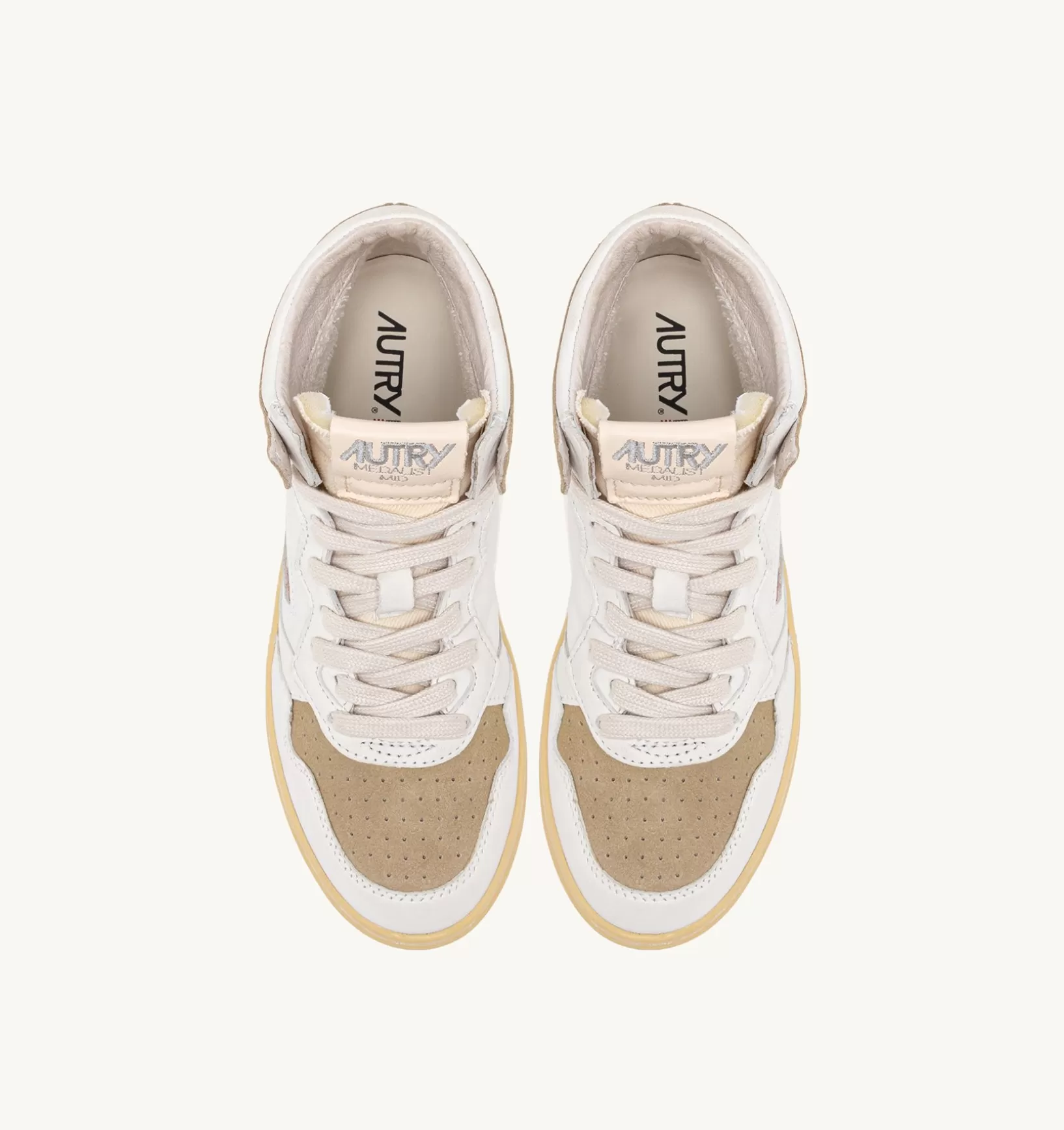 AUTRY Sneakers Medalist Mid In Pelle E Suede Bianco E Mud^Donna Medalist