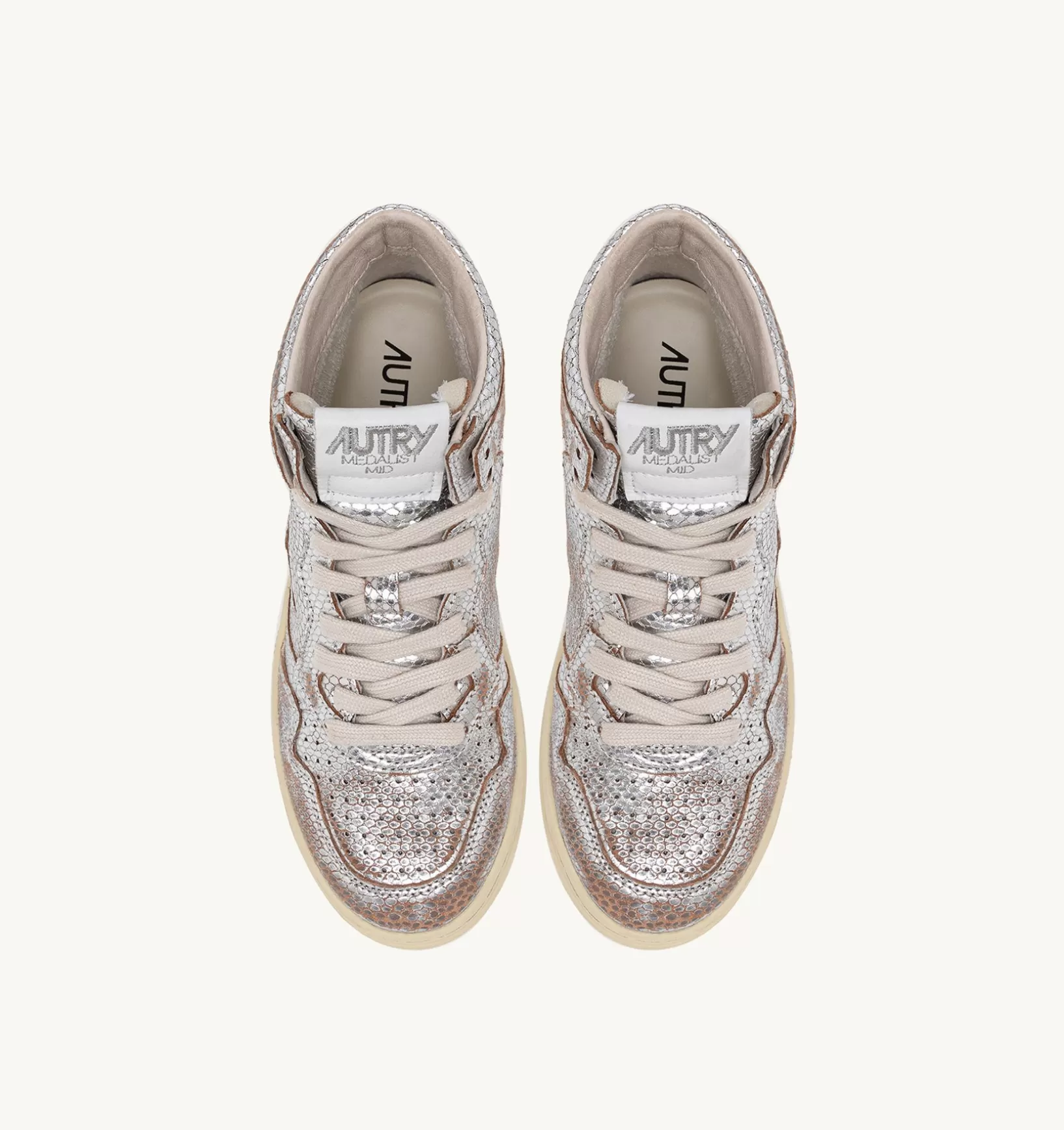 AUTRY Sneakers Medalist Mid In Pelle Effetto Snake Argento^Donna Medalist