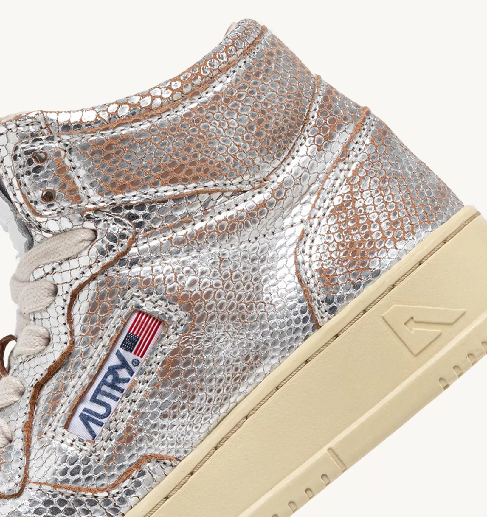 AUTRY Sneakers Medalist Mid In Pelle Effetto Snake Argento^Donna Medalist