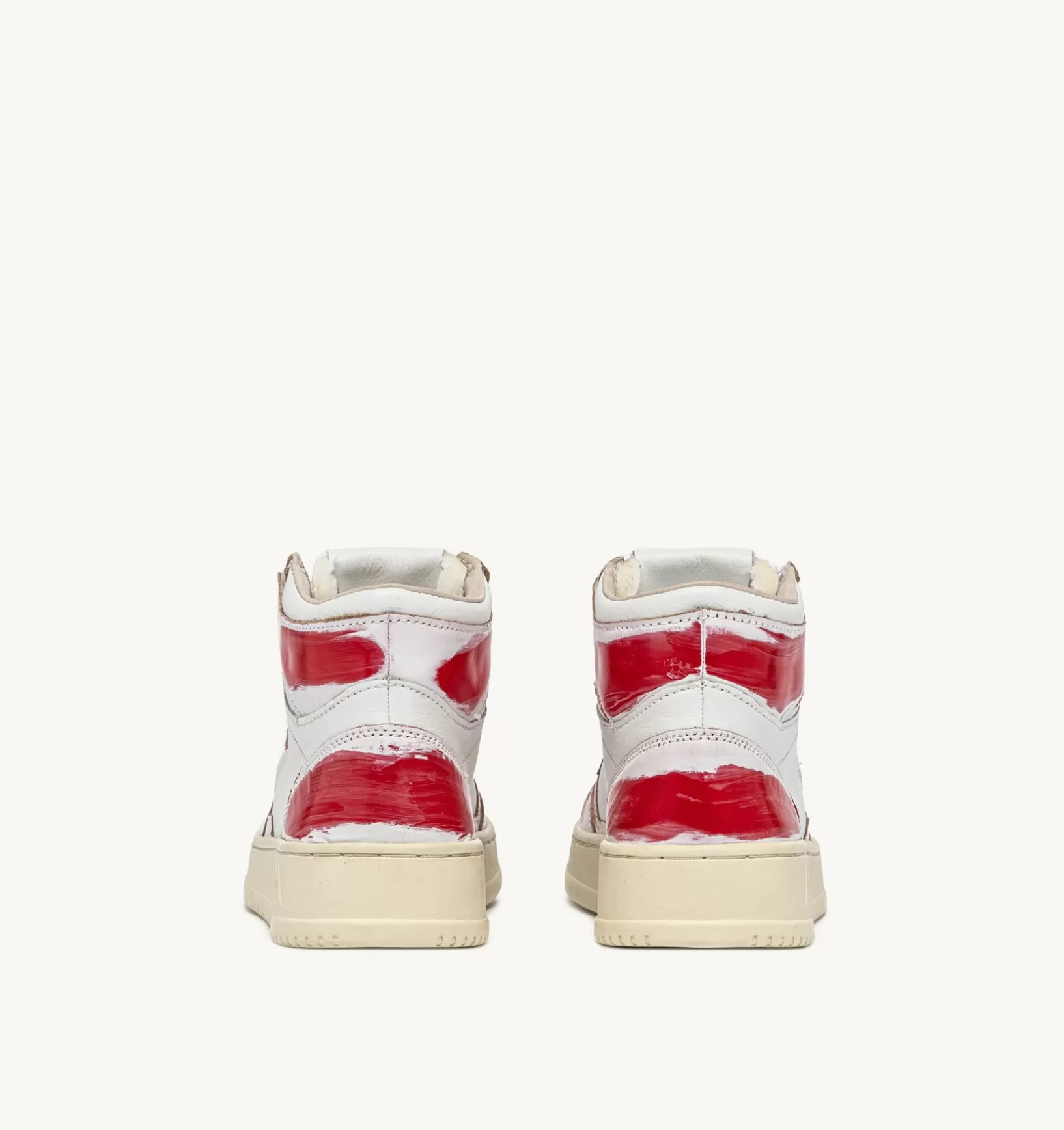 AUTRY Sneakers Medalist Mid Super Vintage In Pelle Asportable Bianco Rosso^Donna Super Vintage