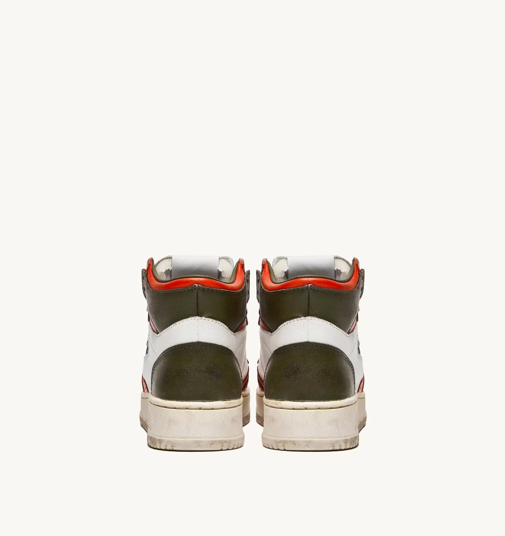 AUTRY Sneakers Medalist Mid Super Vintage In Pelle Bianco Arancione Military^Donna Super Vintage