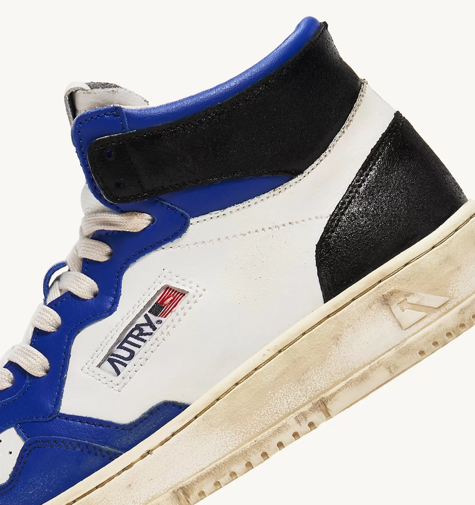 AUTRY Sneakers Medalist Mid Super Vintage In Pelle Bianco Blue Nero^Uomo Super Vintage