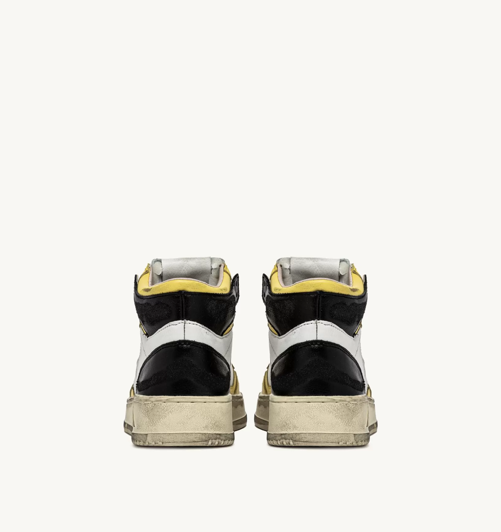 AUTRY Sneakers Medalist Mid Super Vintage In Pelle Bianco Nero Giallo^Donna Super Vintage