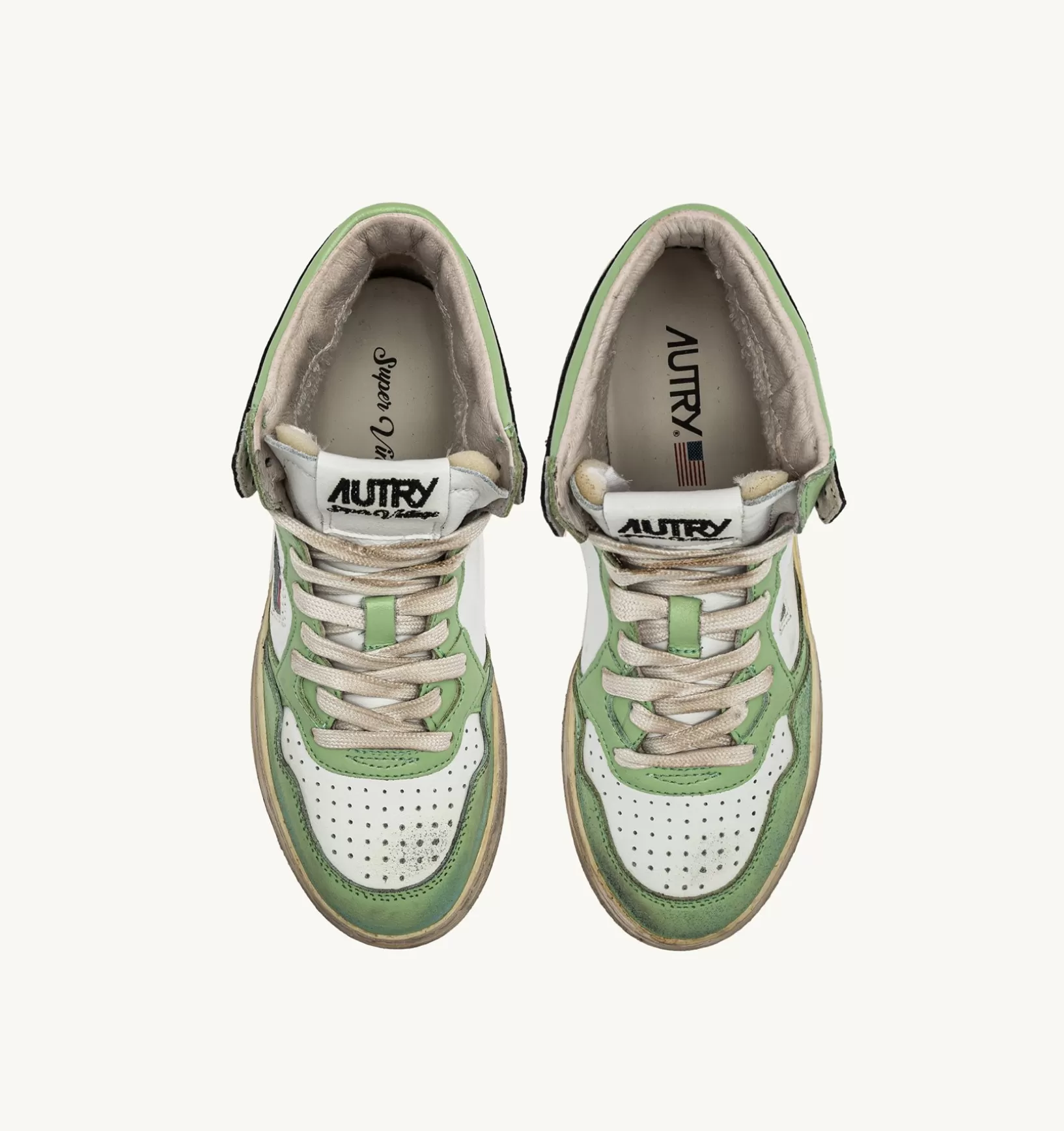 AUTRY Sneakers Medalist Mid Super Vintage In Pelle Bianco Nile Blu^Donna Super Vintage
