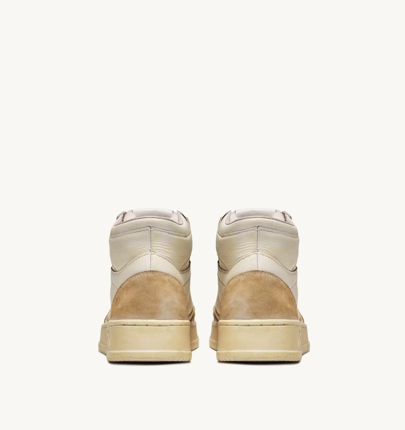 AUTRY Sneakers Medalist Mid Super Vintage In Pelle Yellowing Bianco^Uomo Super Vintage