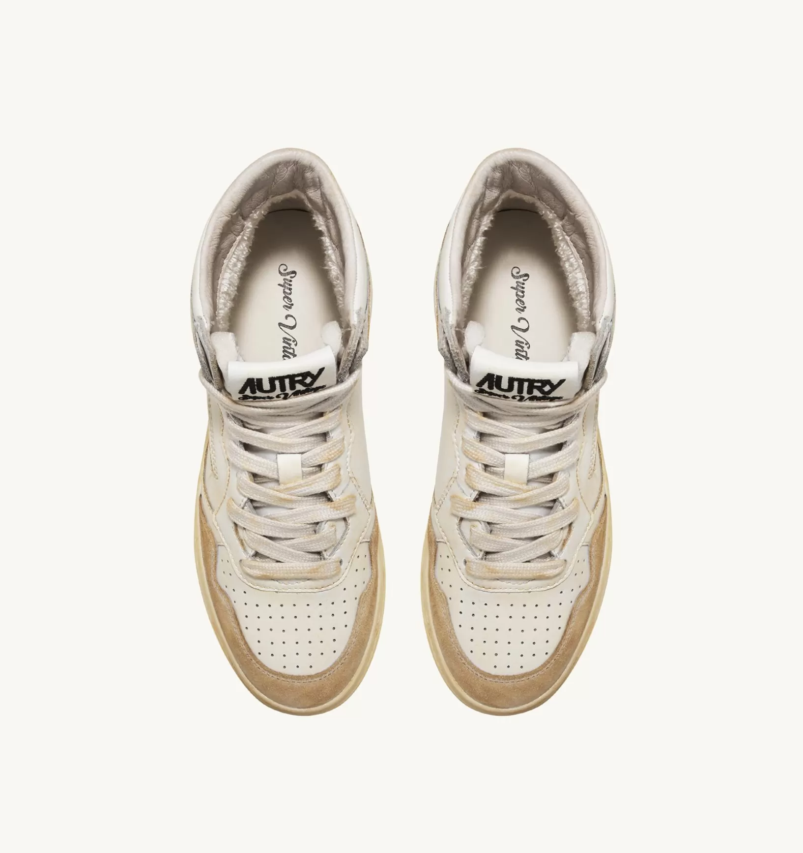 AUTRY Sneakers Medalist Mid Super Vintage In Pelle Yellowing Bianco^Uomo Super Vintage