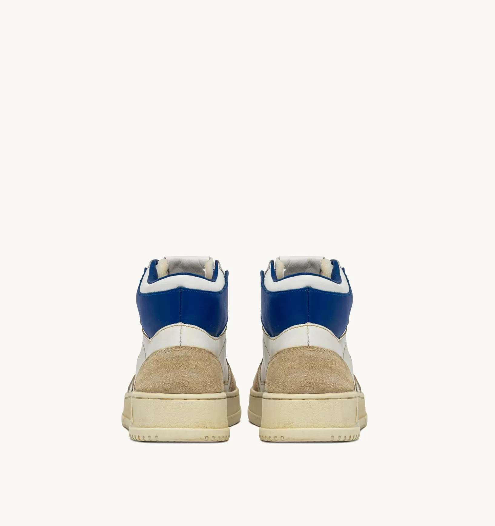 AUTRY Sneakers Medalist Mid Super Vintage In Pelle Yellowing Bianco E Blu^Uomo Super Vintage