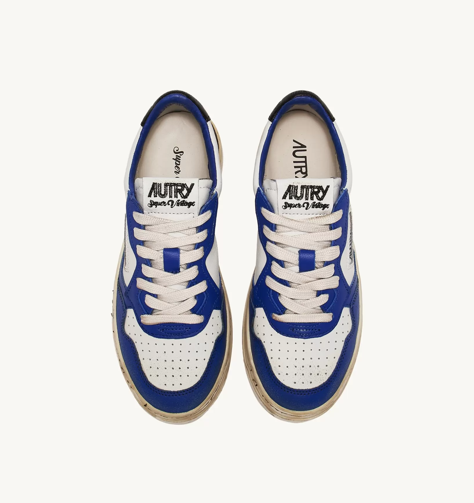 AUTRY Sneakers Medelist Low Super Vintage In Pelle Bianco Blue E Nero^Uomo Super Vintage