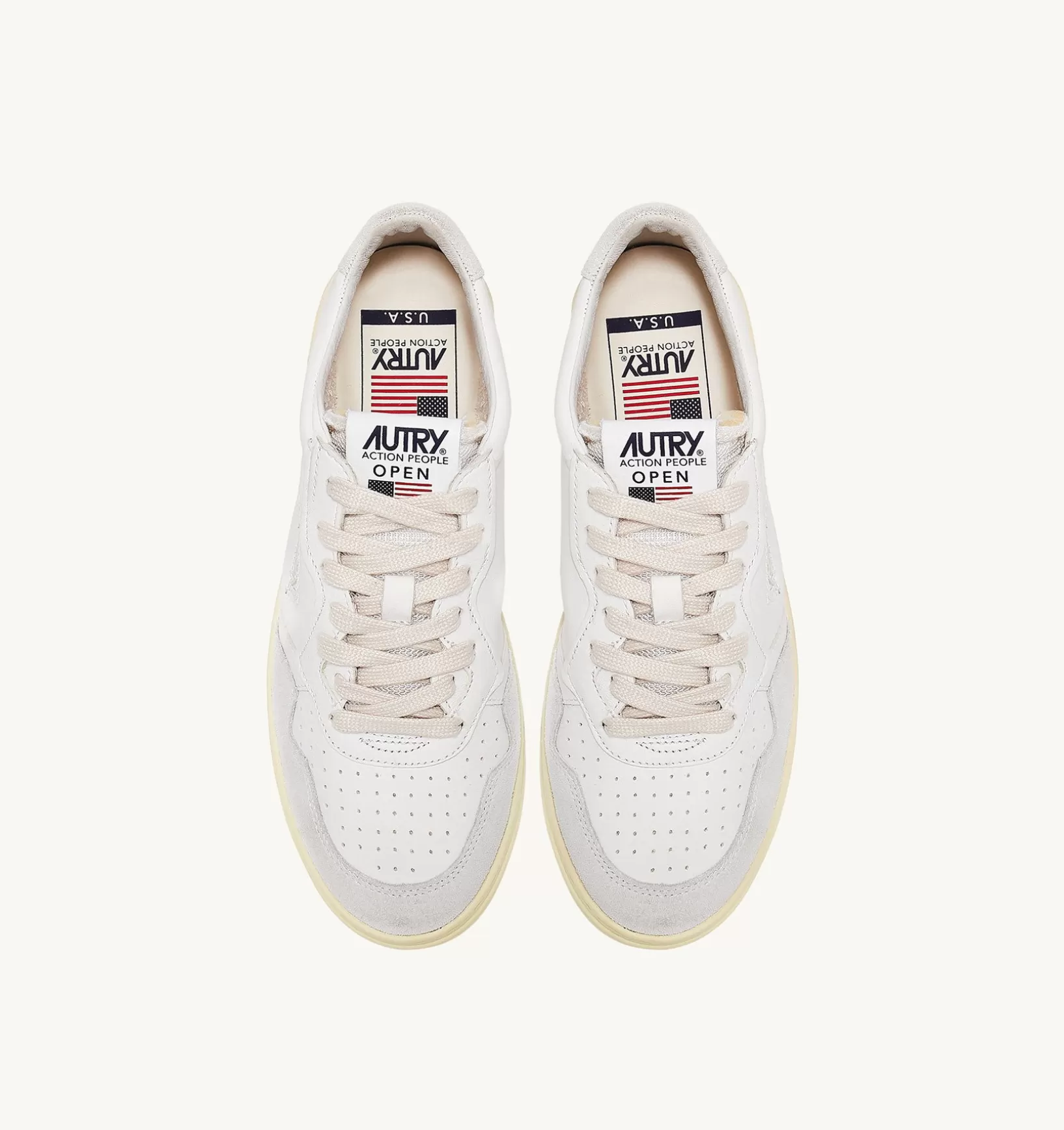 AUTRY Sneakers Open Low In Pelle E Suede Colore Bianco^Uomo Open