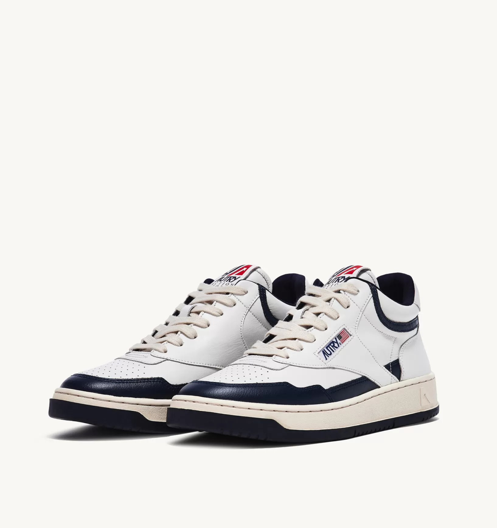 AUTRY Sneakers Open Mid In Pelle Bianco Blu^Uomo Open