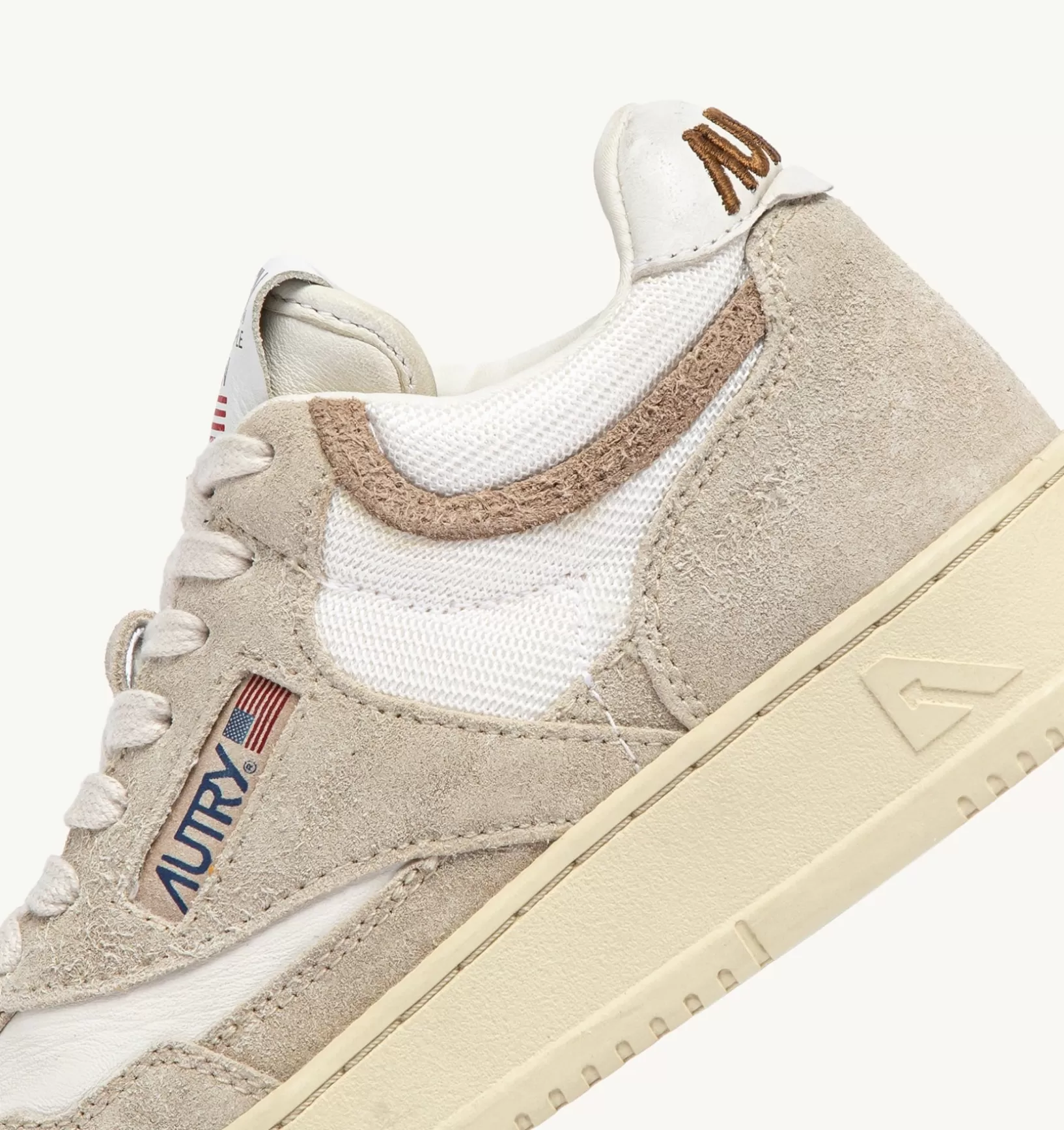 AUTRY Sneakers Open Mid In Pelle Di Capra Mesh E Suede Colore Bianco Ecru E Beige^Donna Open