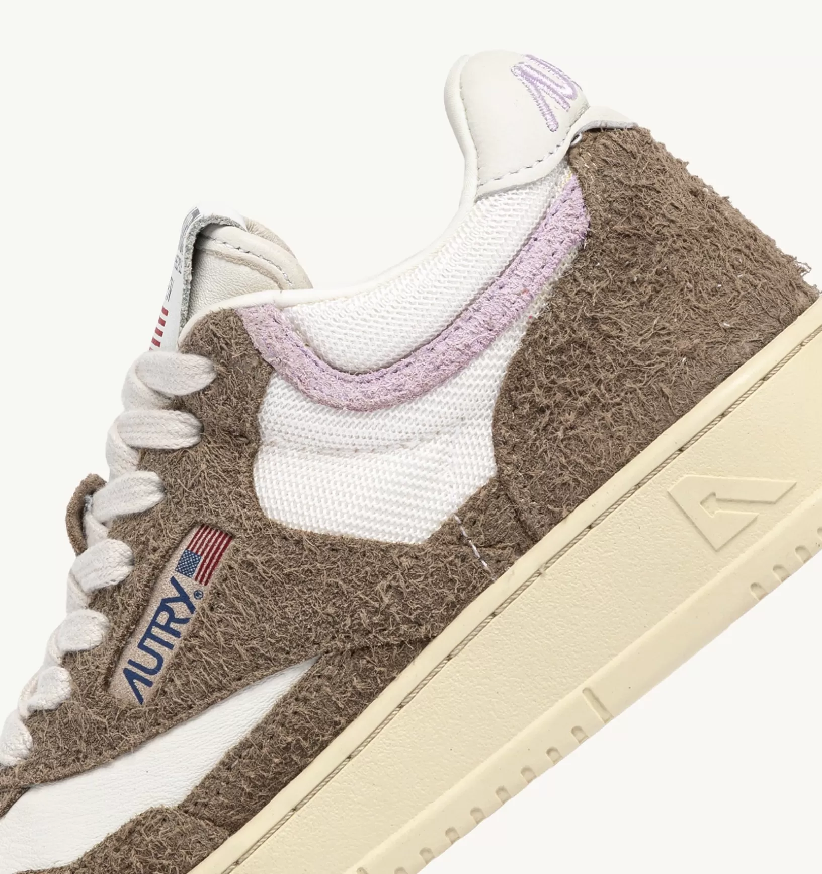 AUTRY Sneakers Open Mid In Pelle Di Capra Mesh E Suede Colore Bianco Mud E Lilla^Donna Open
