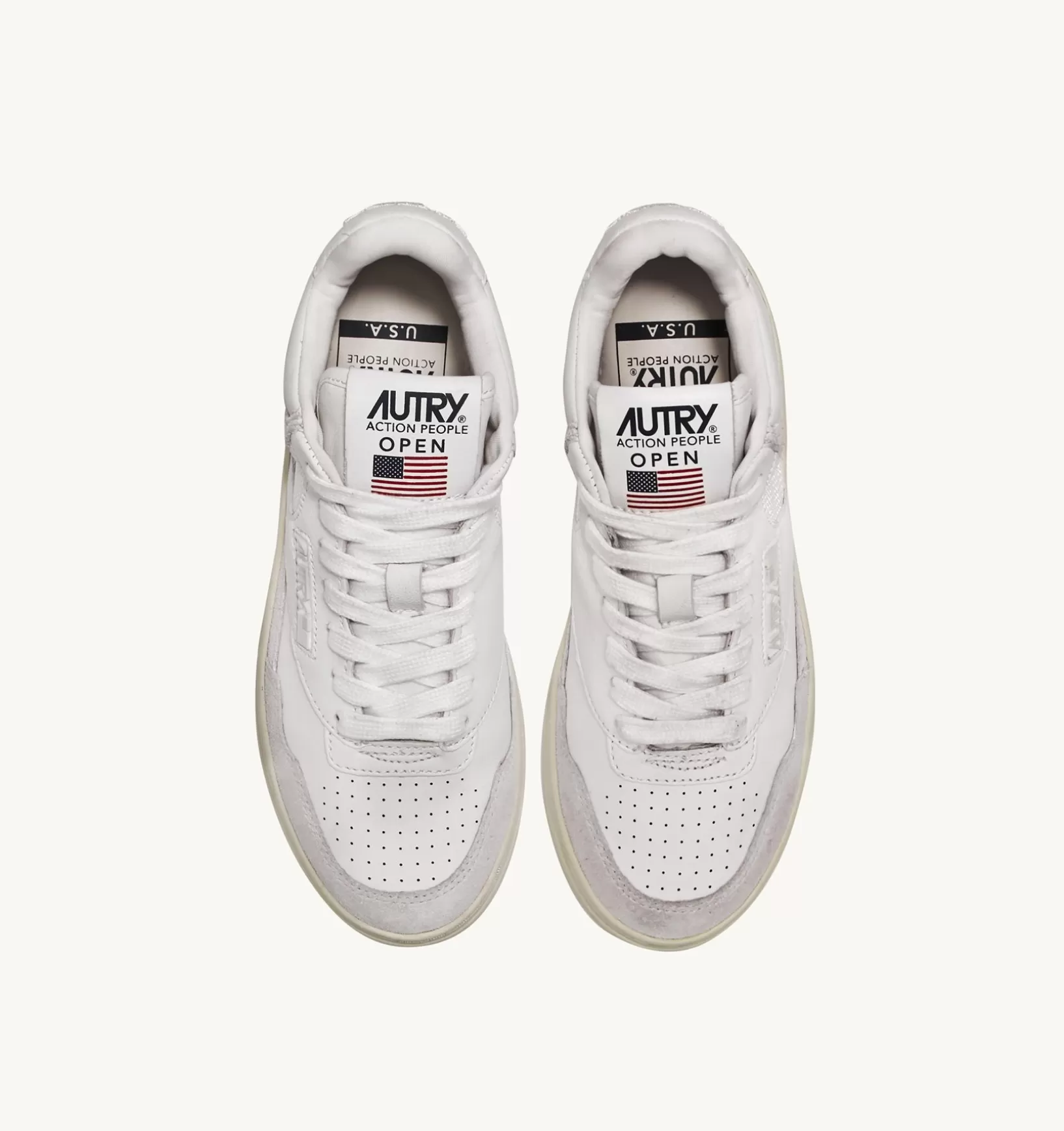 AUTRY Sneakers Open Mid In Pelle E Suede Colore Bianco^Donna Open