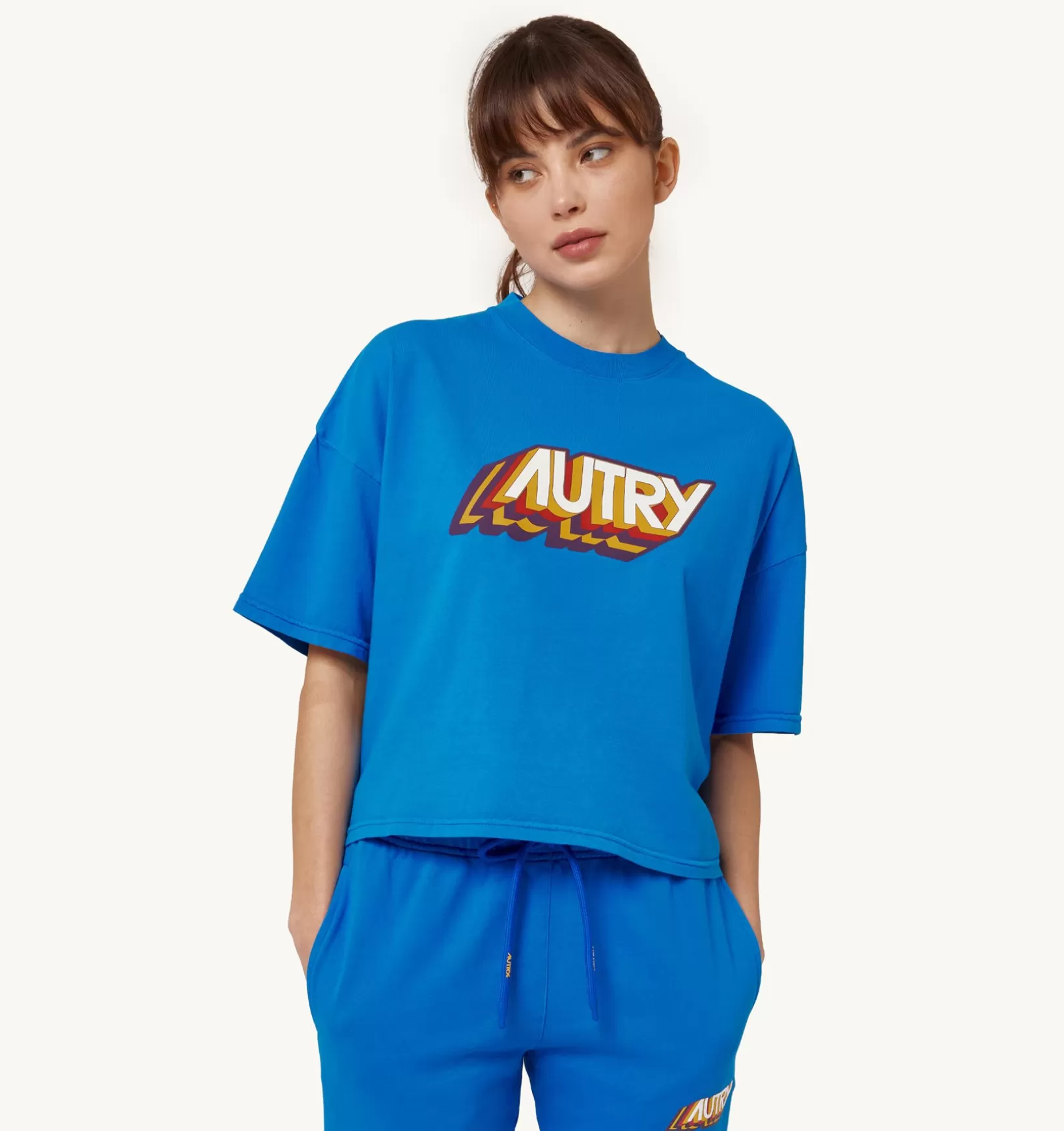 AUTRY T-Shirt Aerobic Logo Bluette^Donna Top