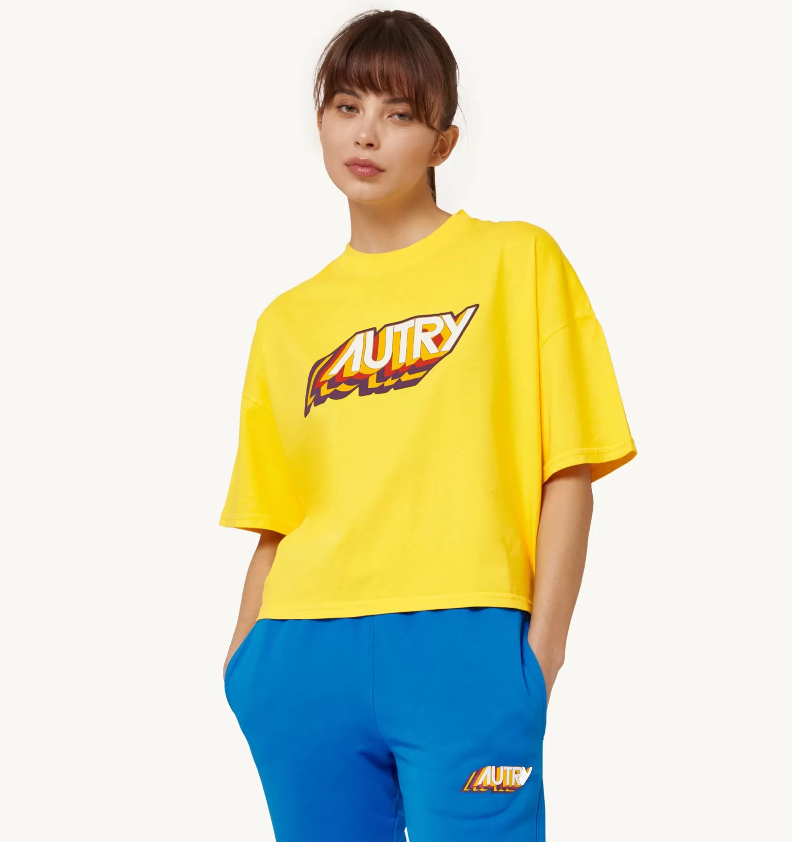 AUTRY T-Shirt Aerobic Logo Giallo^Donna Top