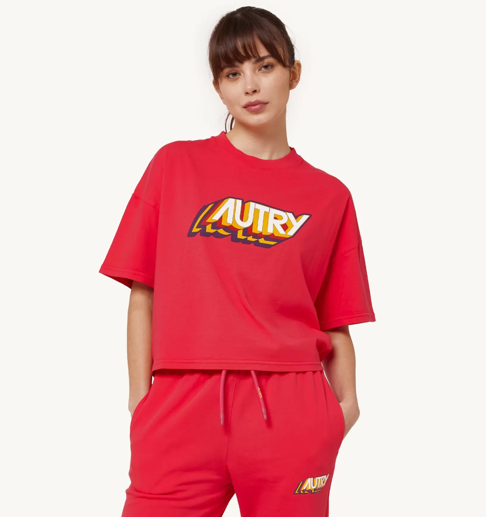 AUTRY T-Shirt Aerobic Logo Rosso^Donna Top