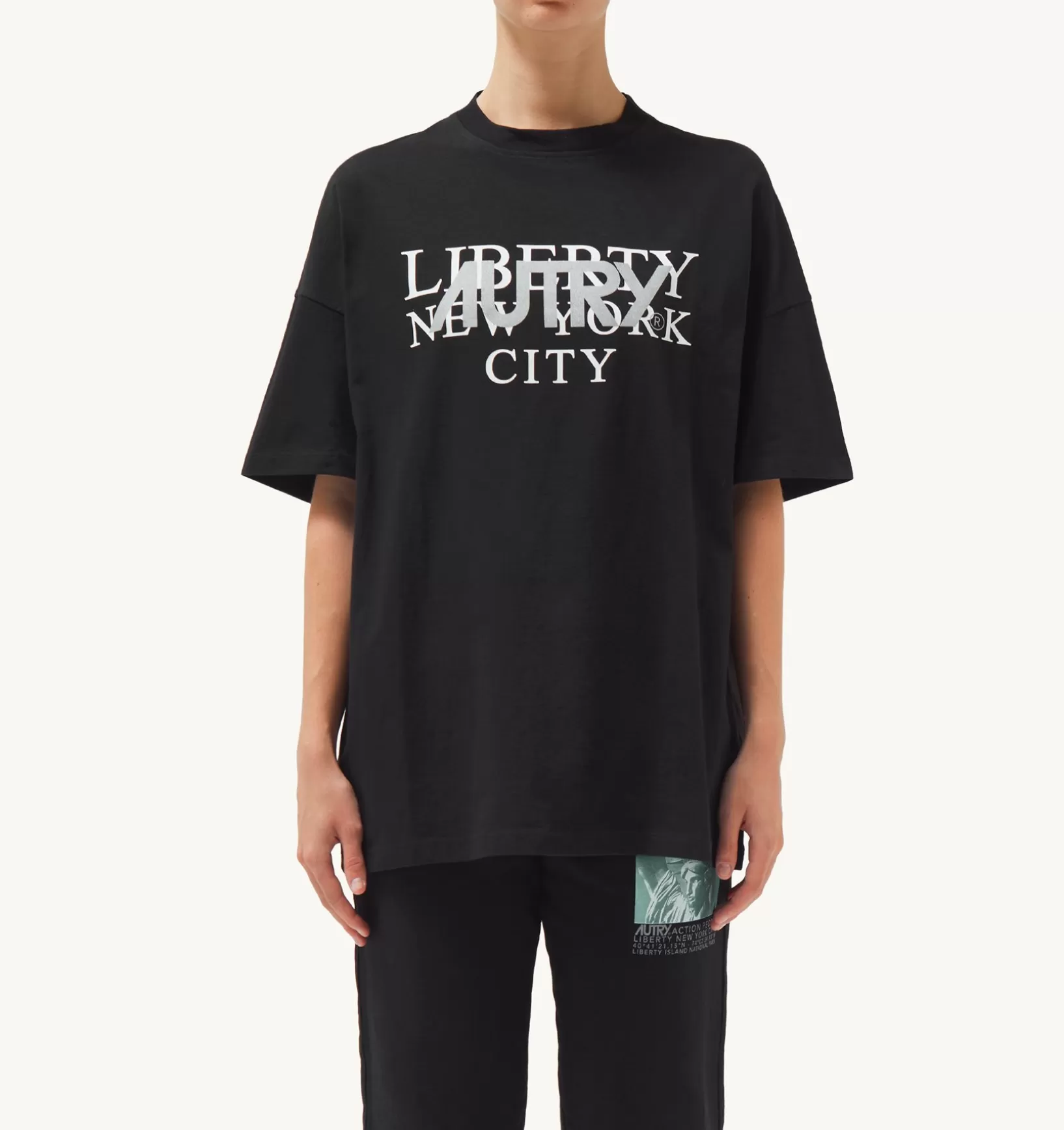 AUTRY T-Shirt Girocollo Liberty Print Nero^Donna Top